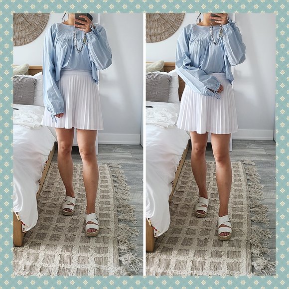 Aritzia Wilfred Blue Open Back Blouse - Picture 1 of 8